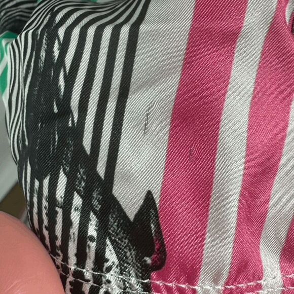 Vilagallo Colorful Stripe Fruit Slice Print Top Neck tie Silk Boxy Size 44 US 10 - Picture 8 of 11